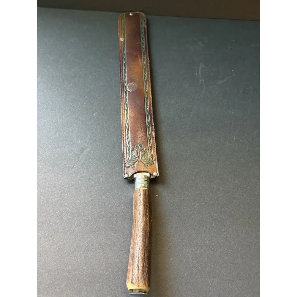 Vintage Pepperidge Farm Handle Knife Leather Embossed Case Country Farmhouse